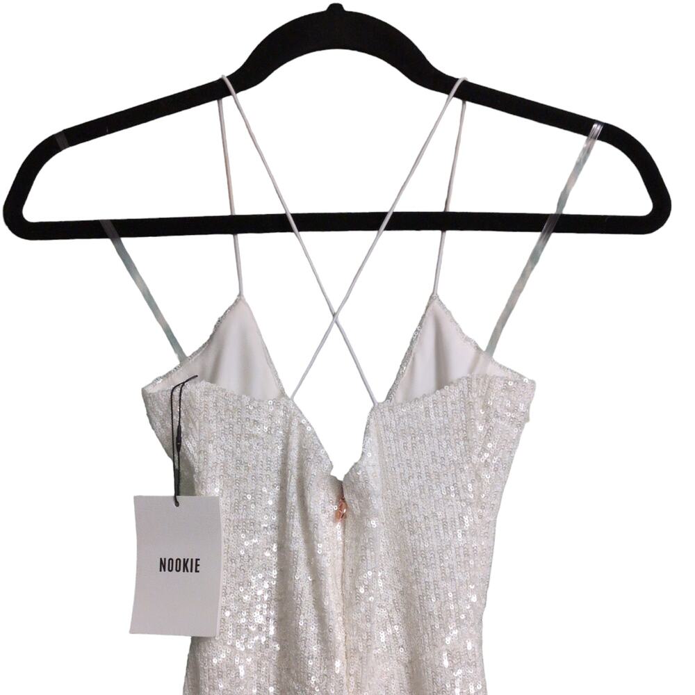 Nookie Supreme Mini White Sequins Bodycon Crisscross Straps Cutout S New - Picture 4 of 13